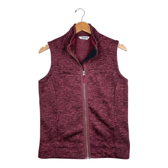 Mountain Khaki Burgundy Heathered Red Full Zip Fleece Lined Vest Women's Medium - Picture 1 of 8